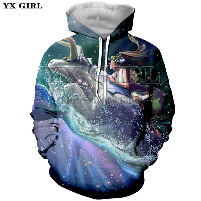 YX GIRL Taurus 3d Full Print Hoodies Mens/women  Twelve Constellations  Hoodies Plus Size XS-5XL